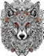 Placeholder: Eurasian wolf ANIMAL Book cover for Adults, mandala, flower,