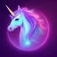 Placeholder: A BEAUTIFUL UNICORN, purple neon color scheme, high key lighting, volumetric light high details psychedelic background