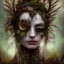 Placeholder: karlan, rusty metal, feathers, Dryad, fae, sidhe, ominous, nature, plants, wildflower, facepaint, dnd character portrait, intricate, oil on canvas, masterpiece, expert, insanely detailed, 4k resolution, retroanime style, cute big circular reflective eyes, cinematic smooth, intricate detail , soft smooth lighting, soft pastel colors, painted Renaissance style. pencil sketch