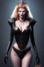 Placeholder: Kim Basinger as evil queen in black leather, busty, cleavage, curvy, angry, happy, stern look. character design by cory loftis, fenghua zhong, ryohei hase, ismail inceoglu and ruan jia. unreal engine 5, artistic lighting, highly detailed, photorealistic, fantasy