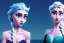 Placeholder: Elsa, from the movie "Frozen", Beach, Babe, White curly hair, blue bikini, Blue eyes by J scott campbell