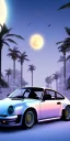 Placeholder: 1980's aesthetic artwork vaporwave palm trees with moon with porsche in the winter snow with lightning