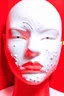 Placeholder: White rubber girl's face with rubber effect in all face with red sponge rubber effect