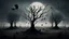 Placeholder: Birds and trees in alternative surreal barren, dry, gloomy world, nightmare in abyss, deep vortex, ,noir, surreal, dark mood, weird dark fantasy, deep dark colors, sharp lines, crepy stunning, high detalied, weird, fog, shadows, realistic, surreal, highly detailed, melancholic thriller mood