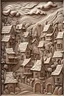 Placeholder: Photograph of a village in surreal style decal bas-relief