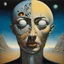 Placeholder: surreal zipper down the middle of face pulled down to reveal a moon underneath, surrealism, by Dali and Michael Whelan and Inada Shiho, expansive background, palpable textures, Whelan's distinctive visceral style and detailed line work, rich sharp colors.