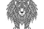 Placeholder: outline art for coloring page foot steps of lion , mandala style, no shadow, clear, full body, clean line art