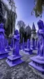 Placeholder: A purple graveyard with dancing ghosts painted by Antoni Gaudi
