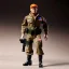 Placeholder: G.i. Joe toy camouflage khaki doll angry Donald Trump ((orange face)) with boots full body in package high resolution 2019, in a box with gun