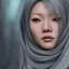 Placeholder: close up portrait of hitomi tanaka as woman in hijab, fine detail, highly intricate, modern surrealism painting, defined cracks and breaks, high-quality, volumetric lighting, 8k, ultrahd, George Grie, Marco Escobedo, Igor Morski,Brian Froud, Howard Lyon, Selina French,