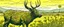 Placeholder: an Elk off-center in a prairie field, detailed canola in foreground, detailed illustration