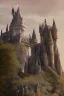 Placeholder: emma watson identify face, Hogwarts uniform , castle in background, pintura, ,details,texture,8k quality, florest, Minimalism, Romanticism, Expressionism, Impressionism