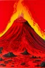 Placeholder: A red volcano with spewing bloody fire designed in Ica stones painted by Andy Warhol