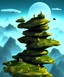 Placeholder: Giant rocks stacked on top of each other with tiny people looking up at them, psychedelic birds roaming