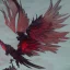 Placeholder: a detailed illustration of a black and red phoenix sitting on a branch of a tree, phoenix wallpaper, luminescent body, glinting wings, full body, symmetrical body, realistic, glowing wings, sharp focus, meticulously detailed, soft evening sky, 64k