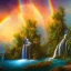 Placeholder:  island waterfall palms twigs spring sunset rainbow bridge birds