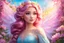 Placeholder: big fairy wings. As the day light sky casts its dreamy gaze upon Elsa, amidst the vibrant blossoms of spring, her pink hair right locks shimmer like a golden halo. high purity. highly detailed, digital art, beautiful detailed digital art, colorful, high quality, 4k