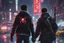 Placeholder: Miles morales in 8k nier automata drawing style, Carrying them, cinematic mood, neon effect, close picture, rain, highly detailed, high details, detailed portrait, masterpiece,ultra detailed, ultra quality