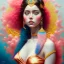 Placeholder: iv_a painting of a young woman, figurative art, an acrylic detailed painting,art style by Harumi Hironaka, turquoise pink and yellow, james terrell art, trending on artstation, soft lines,intricate art by bastien lecouffe deharme and greg rutkowski