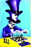 Placeholder: blue spider wearing a top hat and playing chess, neo-impressionism, trending on artstation, jungle setting, pastel colors,