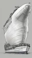 Placeholder: A drawing of a container ship that looks like a big beluga whale. View from side. With eyes. Digital art. Docker