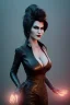 Placeholder: Amy Dumas as evil queen in black leather, leather, busty, cleavage, angry, rage, stern look. character design by cory loftis, fenghua zhong, ryohei hase, ismail inceoglu and ruan jia. unreal engine 5, artistic lighting, highly detailed, photorealistic, fantasy