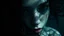 Placeholder: close up face shadow eyes, void, pain, hyper-realistic detail, floats in deep sea, Dark sea ten and in her hair, drils and shadow around, abyss, fog, Style crepy stunning, dark, surreal vibe underwater and meticulous detail clean pale skin and face. dark shadow and weird mood