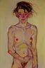 Placeholder: woman in a sun bath, similar to egon schiele