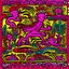 Placeholder: Magenta psychic wetlands near a beach designed in medieval tapestry painted by Keith Haring