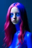 Placeholder: Girl face in indigo rubber effect in all body with pink long rubber effect hair