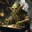 Placeholder: old fantasy illustration goblin merchant