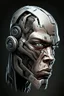 Placeholder: face of cyborg seen from the side in 3d with bad expression drawn style