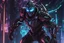 Placeholder: Machine with RGB cyber mask wearing hods in 8k solo leveling shadow artstyle, Crystal and Symbiote them, neon effect , magic circle, close picture, full body, apocalypse, intricate details, highly detailed, high details, detailed portrait, masterpiece,ultra detailed, ultra quality