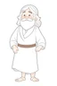 Placeholder: Disney style, white hair, white skin, white beard, coloring book, minimalism, simple lines, white background, STICKER, WHOLE BODY, A CUTE JESUS CHRIST, WAVY HAIR, BEARD, COVERING THE WHOLE BODY WHITE LONG TUNIC, LIGHT DOWN, HAPPY face , A detailed illustration, in the style of Studio Ghibli, 3D vector art, cute and quirky, fantasy art, Adobe Illustrator, hand-drawn, low-