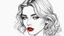 Placeholder: Outline drawing for portrait of a gorgeous and sweet woman, sadness, red lips, man, coloring page, white background, sketch style, use outline only, clean lines, white background, no shadows, clear and well outlined