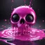 Placeholder: pixar 3d animation style, ((gooey melting skull)), fluid form, ((dripping)), pink drizzle, adorable and cute, photorealistic cg, 3D concept art, bright, fantastical black colour background, playful, soft smooth lighting, white cartoon eyes, highly detailed, stylised and expressive, sharp, wildly imaginative, skottie young, bold, colourful, neon graffiti, dark pop surrealism, rainbow coloured sprinkles, rainbow coloured pop candy, chocolate toppings, smooth texture, cgsociety, Maya render