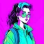 Placeholder: a vaporwave image of a comic book style character with a nostalgic look