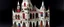 Placeholder: A white vampire bat chateau designed in Matryoshka dolls painted by Alexej von Jawlensky