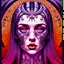 Placeholder: singer Danish MØ face, hyperdetailed, intricately detailed, illustration by <kilian eng>, purple tones, darkred tones,
