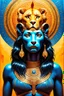 Placeholder: Sekhmet with head of lioness and a sun disk and uraeus on her head; neo-surrealism