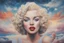 Placeholder: Surreal painting of Marilynmonroe, crochet, , the sky in the background