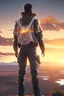 Placeholder: future, jacket, epic, cinematic, real, hyper real, unreal engine, blender, back to the future two jacket, cargo pants, trainers, sunrise