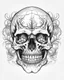 Placeholder: realistic skull tattoo idea, line art, background, vector, svg, black outline on white background, leave plenty of white space beetween lines for coloring, tattoo style, tattoo idea,full body, minimalist