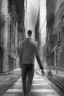 Placeholder: street, tall man with cockatoo head walking, model style, hyper realistic, accurate, delicate, extremely detailed, Graphic novel style, wide-angle, front view, open aperture, superfine pencil