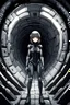 Placeholder: Anime girl crushed inside claustrophobic really in Biomechanoid xenomorphic tunnel.