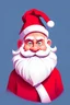 Placeholder: create a christmas card of santa in a cartoon style, color scheme is blue, red and pink, in vibrant colors