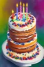 Placeholder: Birthday cake on a table, watercolour