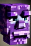 Placeholder: a close-up portrait of a purple Minecraft face, sleepy,3d, large pixel style