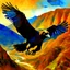 Placeholder: genera una imagen de un Condor Andino volando sobre el cañon del atuel al estilo de van gogh