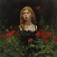 Placeholder: Red flowers, vegetations, forest, doom, creepy, gloomy, gothic dark influence, john singer sargent paintings, and berthe morisot paintings